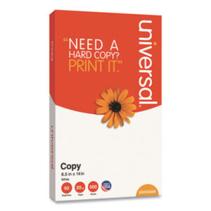 (UNV24200RM)UNV 24200RM – Legal Size Copy Paper, 92 Bright, 20 lb Bond Weight, 8.5 x 14, White, 500 Sheets/Ream by UNIVERSAL OFFICE PRODUCTS (500/RM)