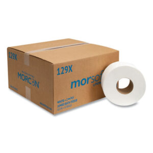 (MOR129X)MOR 129X – Jumbo Bath Tissue, Septic Safe, 2-Ply, White, 3.3" x 500 ft, 12/Carton by MORCON (12/CT)