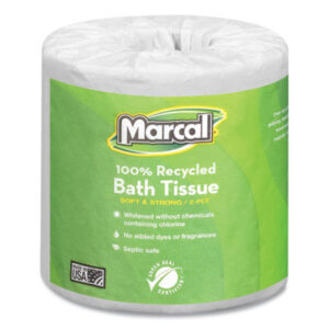 48 Rolls per Carton; Bathroom Supplies; Bathroom Tissue; Embossed Bathroom Tissue; MARCAL; Paper Goods/Dispensers; Recycled; Recycled Products; Toilet Paper; Toilet Tissue; Two-Ply; Cotton; Dry Goods; Facility; Nurse&apos;s Office; Colds