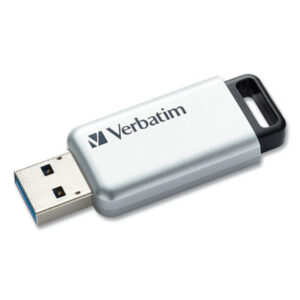 (VER70057)VER 70057 – Store &apos;n&apos; Go Secure Pro USB Flash Drive with AES 256 Encryption, 128 GB, Silver by VERBATIM CORPORATION (1/EA)