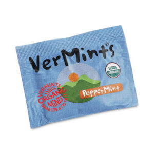 (VEMVNT00992)VEM VNT00992 – VerMints Organic Mints/Pastilles, Peppermint, 2 Mints/0.7 oz Individually Wrapped, 100/Box by VERMINTS INC. (100/BX)