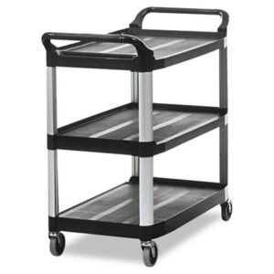 Carts; Cart; Open Sided; Utility Cart; Utility; Hand Trucks & Platform Carts; Worksurfaces; Pedestals; Platforms; Dollies; Trolleys; Furniture; Rubbermaid Commercial; RCP409100BK; RUB409100BK