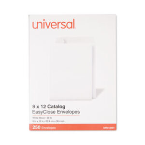 (UNV44101)UNV 44101 – EasyClose Catalog Envelope, #10 1/2, Square Flap, Self-Adhesive Closure, 9 x 12, White, 250/Box by UNIVERSAL OFFICE PRODUCTS (250/BX)