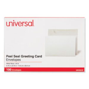 (UNV36107)UNV 36107 – Peel Seal Strip Business Envelope, #A9, Square Flap, Self-Adhesive Closure, 5.74 x 8.75, White, 100/Box by UNIVERSAL OFFICE PRODUCTS (100/BX)