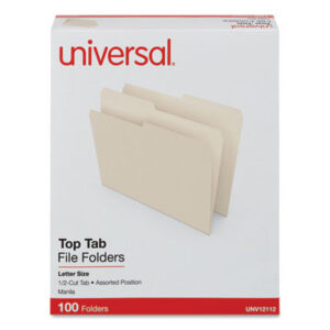 1/2 Cut Tab; File Folders; Folders; Letter Size; Manila; Recycled Product; Single-Ply Tab; Top Tab; UNIVERSAL; Manilla; Sleeves; Sheaths; Shells; Ordering; Storage; Files; BSN17524