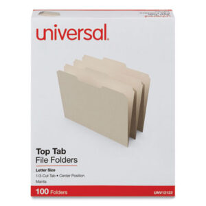 1/3 Cut Tab; 2nd Position; File Folders; Folders; Letter Size; Manila; Recycled Product; Single-Ply Tab; Top Tab; UNIVERSAL; Manilla; Sleeves; Sheaths; Shells; Ordering; Storage; Files; SPRSP111132; BSN16491