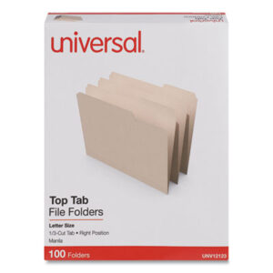 1/3 Cut Tab; 3rd Position; File Folders; Folders; Letter Size; Manila; Recycled Product; Single-Ply Tab; Top Tab; UNIVERSAL; Manilla; Sleeves; Sheaths; Shells; Ordering; Storage; Files; SPRSP111133; BSN16492