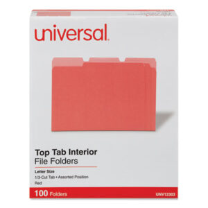 1/3 Cut Tabs; File Folders; Interior File Folder; Letter Size; Recycled; Recycled Product; Red; UNIVERSAL; Sleeves; Sheaths; Shells; Ordering; Storage; Files; BSN43564