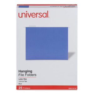 (UNV14116)UNV 14116 – Deluxe Bright Color Hanging File Folders, Letter Size, 1/5-Cut Tabs, Blue, 25/Box by UNIVERSAL OFFICE PRODUCTS (25/BX)