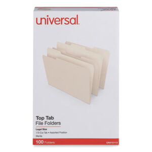 1/3 Cut Tab; Assorted Positions; File Folders; Folders; Legal Size; Manila; Recycled Product; Single-Ply Tab; Top Tab; UNIVERSAL; Manilla; Sleeves; Sheaths; Shells; Ordering; Storage; Files; SPRSP41113; BSN17526