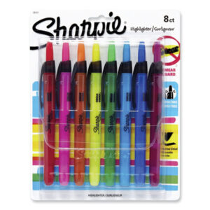 8-Color Set; Accent; Highlighters; Pens; Retractable; SHARPIE; Note-taking; Underscoring; Emphasis; Accentuate; School; Education; Students; Teachers; Hiliters; Hilighters