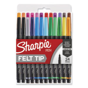 (SAN1983967)SAN 1983967 – Art Pen Porous Point Pen, Stick, Fine 0.4 mm, Assorted Ink Colors, Black Barrel, 24/Pack by SANFORD (24/PK)