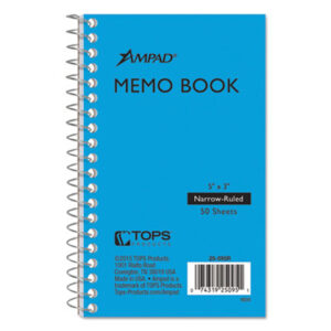 5 x 3; 50 Sheets per Book; Academic; Academic Notebook; AMPAD; Book; Memo Book; Memo Size; Narrow Rule; Notebook; Notebooks; Recycled Product; Spiral; Spiral Notebook; Wirebound Notebook; Tablets; Booklets; Schools; Education; Classrooms; Students