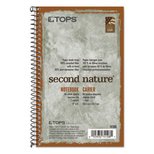 (TOP74108)TOP 74108 – Second Nature Single Subject Wirebound Notebooks, Narrow Rule, Green Cover, (80) 8 x 5 Sheets by TOPS BUSINESS FORMS (1/EA)