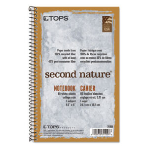 9 1/2 x 6; Academic; Academic Notebook; Book; College Rule; Notebook; Notebooks; Recycled Product; SECOND NATURE; Single Subject; Spiral; Spiral Notebook; Subject Notebook; TOPS; Wirebound; Wirebound Notebook; Tablets; Booklets; Schools; Education; Classrooms; Students