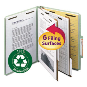 (SMD14023)SMD 14023 – Recycled Pressboard Classification Folders, 2" Expansion, 2 Dividers, 6 Fasteners, Letter Size, Gray-Green, 10/Box by SMEAD MANUFACTURING CO. (10/BX)