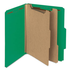 (SMD14063)SMD 14063 – Recycled Pressboard Classification Folders, 2" Expansion, 2 Dividers, 6 Fasteners, Letter Size, Green Exterior, 10/Box by SMEAD MANUFACTURING CO. (10/BX)
