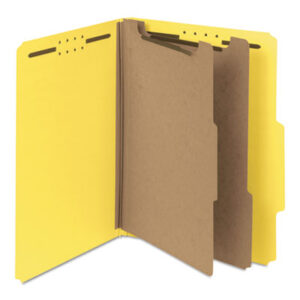 (SMD14064)SMD 14064 – Recycled Pressboard Classification Folders, 2" Expansion, 2 Dividers, 6 Fasteners, Letter Size, Yellow Exterior, 10/Box by SMEAD MANUFACTURING CO. (10/BX)