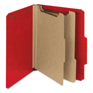 (SMD14061)SMD 14061 – Recycled Pressboard Classification Folders, 2" Expansion, 2 Dividers, 6 Fasteners, Letter Size, Bright Red, 10/Box by SMEAD MANUFACTURING CO. (10/BX)
