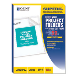 C-LINE; Clear; File Jacket; File Jackets; Folder; Jacket; Letter Size; Project; Project Folder; Transparent; Vinyl; Sheaths; Pouches; Casings; Holders; Storage; Files