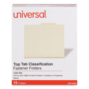 (UNV10300)UNV 10300 – Six-Section Classification Folders, 2" Expansion, 2 Dividers, 6 Fasteners, Letter Size, Manila Exterior, 15/Box by UNIVERSAL OFFICE PRODUCTS (15/BX)