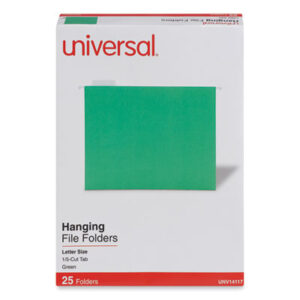 1/5 Cuts; Bright Color; Bright Green; File Folders; Hanging File Folder; Hanging Folders; Letter Size; Recycled; Recycled Product; UNIVERSAL; Sleeves; Sheaths; Shells; Organization; Storage; SPRSP5215BGR