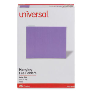 (UNV14120)UNV 14120 – Deluxe Bright Color Hanging File Folders, Letter Size, 1/5-Cut Tabs, Violet, 25/Box by UNIVERSAL OFFICE PRODUCTS (25/BX)