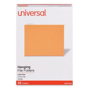 (UNV14122)UNV 14122 – Deluxe Bright Color Hanging File Folders, Letter Size, 1/5-Cut Tabs, Orange, 25/Box by UNIVERSAL OFFICE PRODUCTS (25/BX)