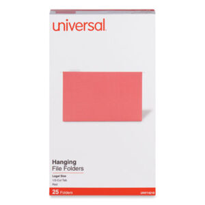 (UNV14218)UNV 14218 – Deluxe Bright Color Hanging File Folders, Legal Size, 1/5-Cut Tabs, Red, 25/Box by UNIVERSAL OFFICE PRODUCTS (25/BX)