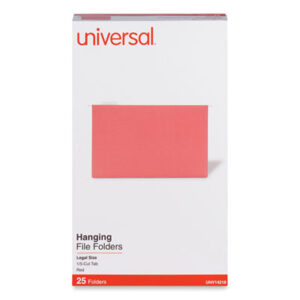 1/5 Cut; Bright Colors; File Folders; Hanging File Folder; Hanging Folders; Legal Size; Recycled; Recycled Product; Red; UNIVERSAL; Sleeves; Sheaths; Shells; Organization; Storage; SPRSP5315RED