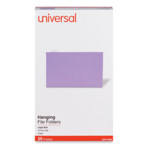 1/5 Cut; Bright Colors; File Folders; Hanging File Folder; Hanging Folders; Legal Size; Recycled; Recycled Product; UNIVERSAL; Violet; Sleeves; Sheaths; Shells; Organization; Storage