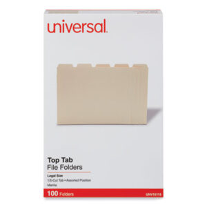 1/5 Cut Tab; Assorted Positions; File Folders; Folders; Legal Size; Manila; Recycled Product; Single-Ply Tab; Top Tab; UNIVERSAL; Manilla; Sleeves; Sheaths; Shells; Ordering; Storage; Files; BSN43568