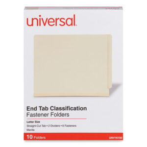 (UNV16150)UNV 16150 – Six-Section Manila End Tab Classification Folders, 2" Expansion, 2 Dividers, 6 Fasteners, Letter Size, Manila, 10/Box by UNIVERSAL OFFICE PRODUCTS (10/BX)