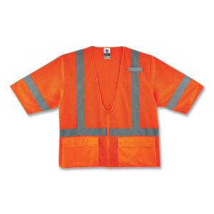(EGO22115)EGO 22115 – GloWear 8320Z Class 3 Standard Zipper Vest, Polyester, Largel/X-Large, Orange, Ships in 1-3 Business Days by ERGODYNE CORPORATION (1/EA)
