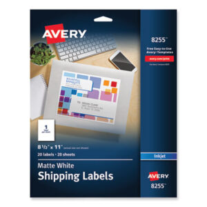 8-1/2 x 11; Address; Inkjet Printer; Inkjet Printers; Label; Labels; Mailing; White; Identifications; Classifications; Stickers; Shipping; Receiving; Mailrooms; AVERY