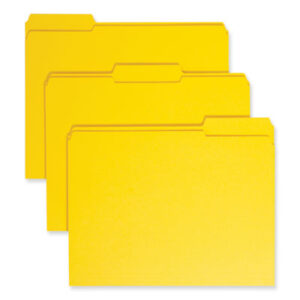 (SMD12934)SMD 12934 – Reinforced Top Tab Colored File Folders, 1/3-Cut Tabs: Assorted, Letter Size, 0.75" Expansion, Yellow, 100/Box by SMEAD MANUFACTURING CO. (100/BX)