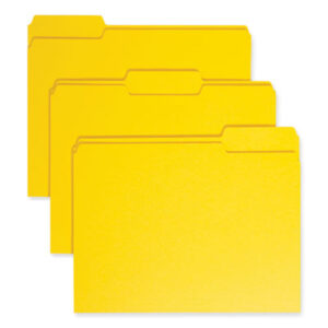 (SMD12943)SMD 12943 – Colored File Folders, 1/3-Cut Tabs: Assorted, Letter Size, 0.75" Expansion, Yellow, 100/Box by SMEAD MANUFACTURING CO. (100/BX)
