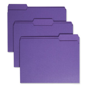 (SMD13043)SMD 13043 – Colored File Folders, 1/3-Cut Tabs: Assorted, Letter Size, 0.75" Expansion, Purple, 100/Box by SMEAD MANUFACTURING CO. (100/BX)