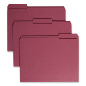 (SMD13084)SMD 13084 – Reinforced Top Tab Colored File Folders, 1/3-Cut Tabs: Assorted, Letter Size, 0.75" Expansion, Maroon, 100/Box by SMEAD MANUFACTURING CO. (100/BX)
