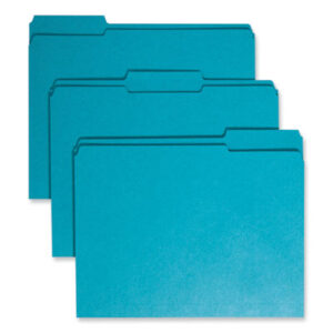 (SMD13134)SMD 13134 – Reinforced Top Tab Colored File Folders, 1/3-Cut Tabs: Assorted, Letter Size, 0.75" Expansion, Teal, 100/Box by SMEAD MANUFACTURING CO. (100/BX)