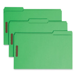 (SMD17140)SMD 17140 – Top Tab Colored Fastener Folders, 0.75" Expansion, 2 Fasteners, Legal Size, Green Exterior, 50/Box by SMEAD MANUFACTURING CO. (50/BX)