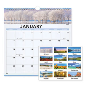 Calendar; Calendars; Calendars/Planners; Landscape Scenes; Monthly; Open Plan; Recycled Product; Recycled Products; VISUAL ORGANIZERS; Wall Calendar; Scheduling; Appointment Tracking; Time-Management; Dating; Dates; Annuals; AT-A-GLANCE; Recycled
