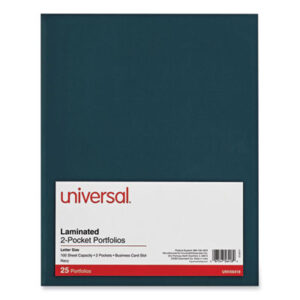 (UNV56418)UNV 56418 – Laminated Two-Pocket Folder, Cardboard Paper, 100-Sheet Capacity, 11 x 8.5, Navy, 25/Box by UNIVERSAL OFFICE PRODUCTS (25/PK)