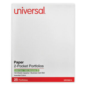 (UNV56613)UNV 56613 – Two-Pocket Portfolio, Embossed Leather Grain Paper, 11 x 8.5, Assorted Colors, 25/Box by UNIVERSAL OFFICE PRODUCTS (25/BX)