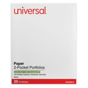 (UNV56616)UNV 56616 – Two-Pocket Portfolio, Embossed Leather Grain Paper, 11 x 8.5, Black, 25/Box by UNIVERSAL OFFICE PRODUCTS (25/BX)