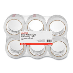 (UNV83000)UNV 83000 – Extra-Wide Moving and Storage Packing Tape, 3" Core, 2.83" x 54.7 yd, Clear, 6/Pack by UNIVERSAL OFFICE PRODUCTS (6/PK)