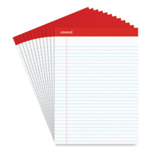 (UNV20630)UNV 20630 – Perforated Ruled Writing Pads, Wide/Legal Rule, Red Headband, 50 White 8.5 x 11.75 Sheets, Dozen by UNIVERSAL OFFICE PRODUCTS (12/DZ)