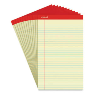 (UNV40000)UNV 40000 – Perforated Ruled Writing Pads, Wide/Legal Rule, Red Headband, 50 Canary-Yellow 8.5 x 14 Sheets, Dozen by UNIVERSAL OFFICE PRODUCTS (12/DZ)