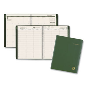 (AAG70950G60)AAG 70950G60 – Recycled Weekly Vertical-Column Format Appointment Book, 11 x 8.25, Green Cover, 12-Month (Jan to Dec): 2024 by AT-A-GLANCE (1/EA)