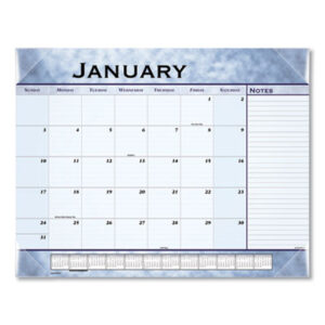 (AAG89701)AAG 89701 – Slate Blue Desk Pad, 22 x 17, Blue Sheets, Clear Corners, 12-Month (Jan to Dec): 2024 by AT-A-GLANCE (1/EA)
